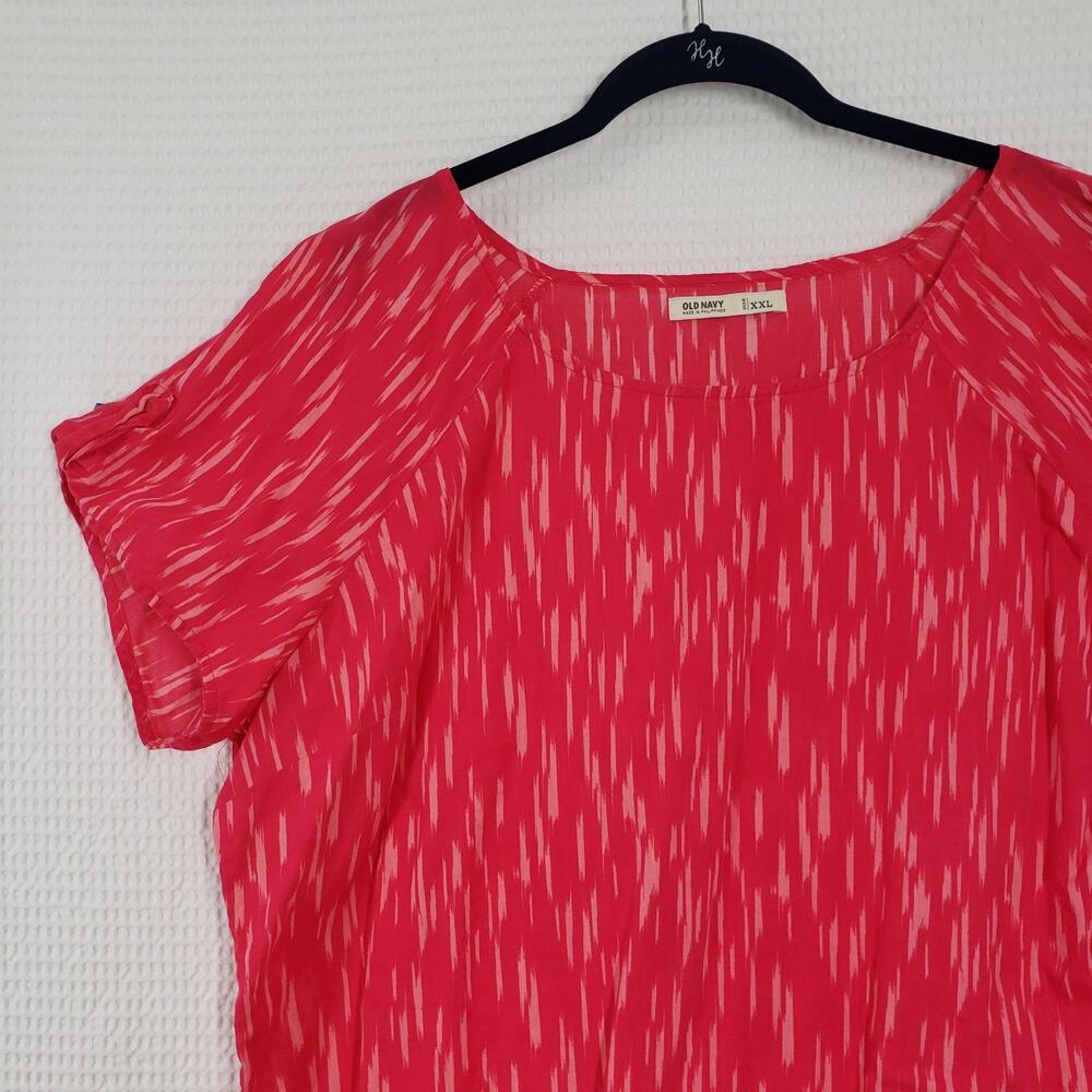 Old Navy Top Womens XXL Pink Cotton Lightweight Preppy Colorful Pattern Bohemian - Picture 10 of 16